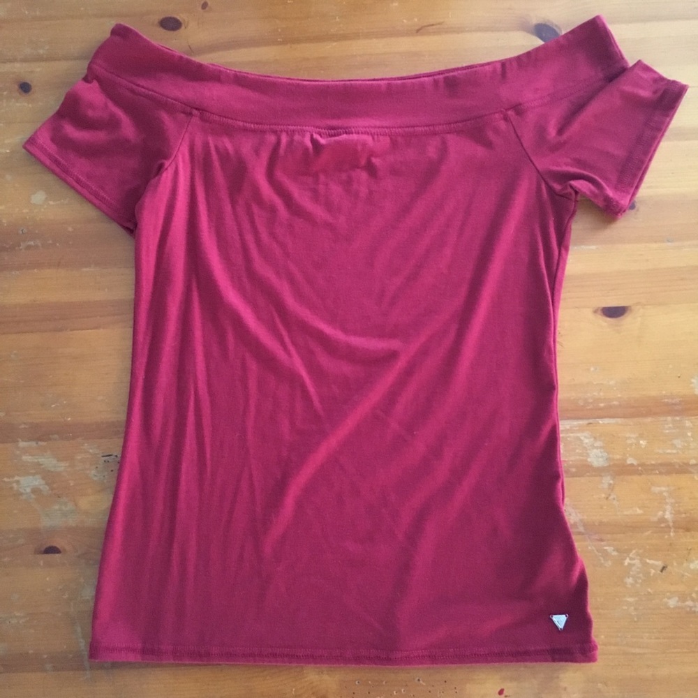 Guess Deep Red Off the Shoulder Top